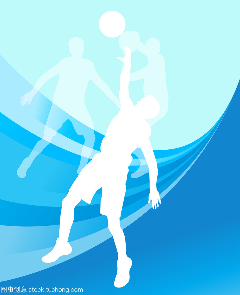 籃球運動員的運動剪影矢量背景 il
