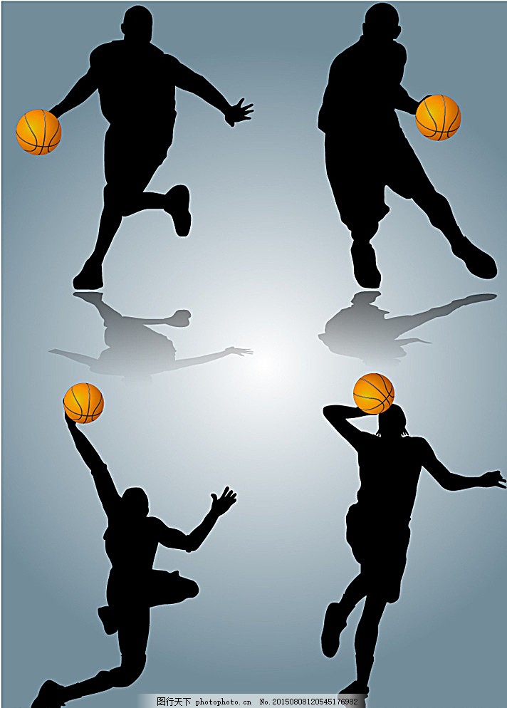 動感籃球剪影矢量素材 運動之美與藍色魅力