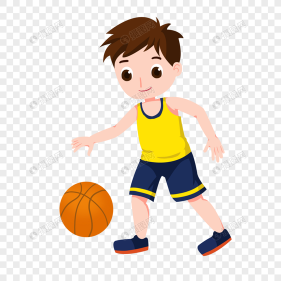 卡通男孩與籃球的歡樂(lè)時(shí)光
